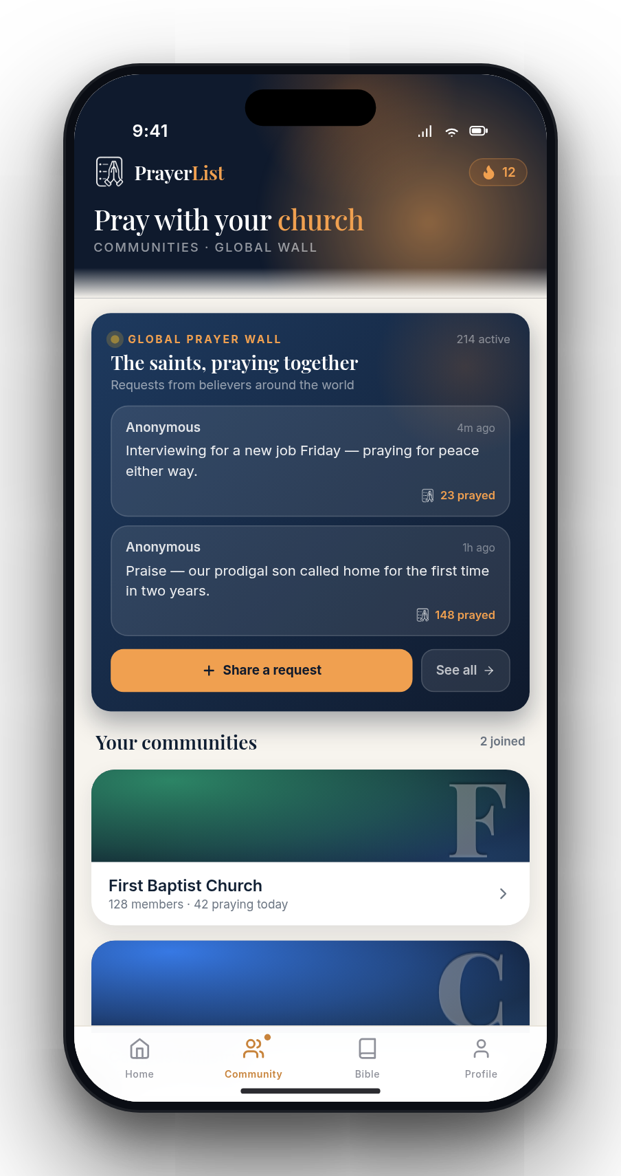 Community prayer wall